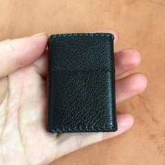 Cool Black Leather Mens Classic Zippo Lighter Case Handmade Standard Zippo Lighter Holder for Men