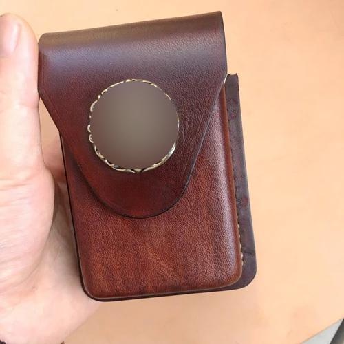 Cool Brown Leather Mens Cigarette Case Cigarette Holder Lighter Case Pouch with Belt Loop for Men