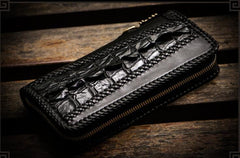 Handmade Leather Mens Chain Biker Wallet Cool Leather Wallet Long Clutch Wallets for Men