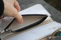 Handmade Mens Tooled Floral Leather Long Chain Wallet Cool Biker Wallet with Chain - imessengerbags