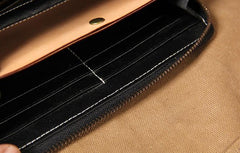 Cool Handmade Leather Mens Clutch Vintage Zipper Wallet for Men