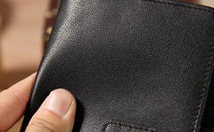 Cool Men long Leather Wallet Black Multi Cards Wallet for Men