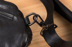 Genuine Leather Black Mens Cool Sling Bag Crossbody Bag Chest Bag Travel Bag for men - imessengerbags