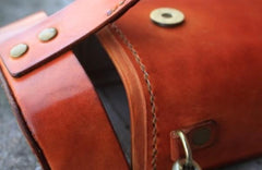 Handmade Brown Leather Mens Small Box Bag Shoulder Bag Messenger Bag for Men