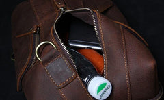 Handmade Genuine Leather Coffee Mens Cool Sling Pack Bag Crossbody Bag Chest Bag for men - imessengerbags