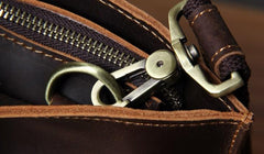 Handmade Leather Vintage Mens Black Coffee Tote Bag Cool Handbag Shoulder Bag for Men
