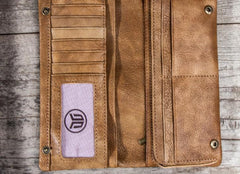 Leather Long Wallets for men Bifold Vintage Men Long Wallet