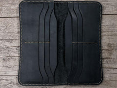 Leather Long Wallets for men Black Bifold Men Long Wallet - imessengerbags