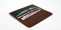 Leather Long Wallets for men Slim Bifold Vintage Men Long Wallet