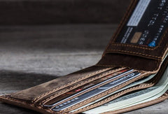 Leather Men Slim Small Wallet Bifold Small Vintage Wallet for Men - imessengerbags