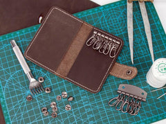 Men Leather Key Holder Key Wallet Bifold Small Key Holder Wallet for Men - imessengerbags