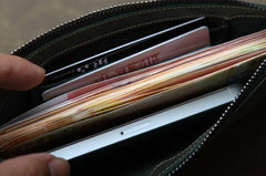 Leather Men Zipper Slim Wallet Phone Clutch Long Wallets for Men - imessengerbags