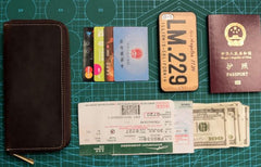 Leather Men Zipper Travel Wallet Passport Wallet Bifold Long Wallets for Men - imessengerbags