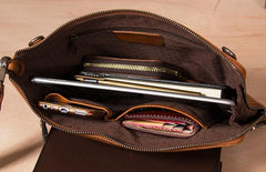 Leather Mens Clutch Wristlet Bag Brown Shoulder Bag Zipper Clutch for Men