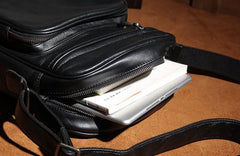 Leather Mens Cool Black Messenger Bag Shoulder Bag Crossbody Bag for Men - imessengerbags