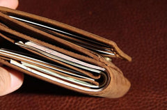 Leather Mens Vintage Leather Wallet Men Small Wallets Trifold for Men - imessengerbags