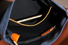 Mens Canvas Leather Messenger Bag Shoulder Bag Crossbody Bag for Men