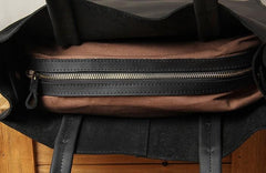 Mens Coffee Black Tote Bag Leather Vintage Cool Handbag Shoulder Bag for Men