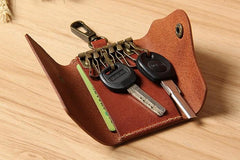 Mens Cool Key Wallet Handmade Leather Car Key Card Holder Car Key Case for Men - imessengerbags