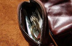 Mens Small Leather Change Wallet Pouch With Key Card Holder Car Key Case for Men - imessengerbags