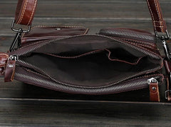 Leather Mens Coffee Cool Small Messenger Bag Vintage Shoulder Bags For Men